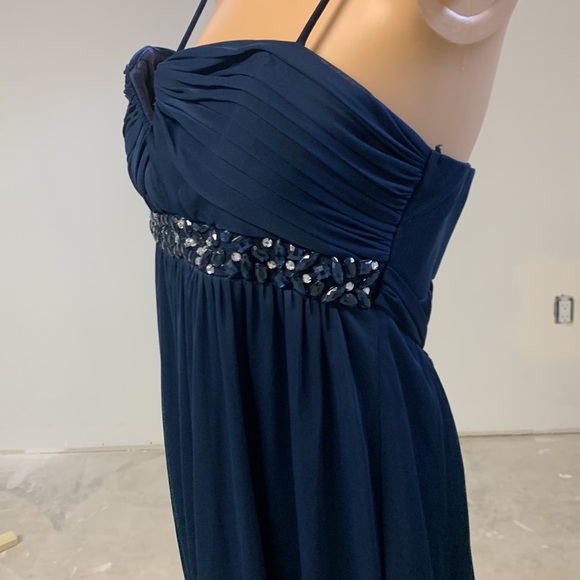Formal Cocktail Short Navy Blue Beaded Dress women size L - Picture 6 of 14